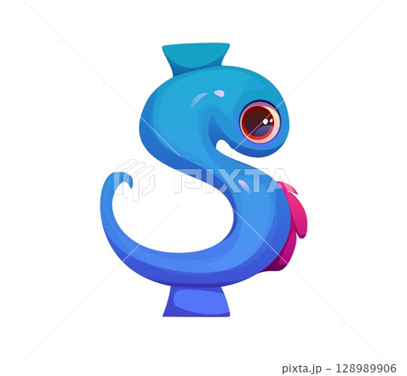 Spooky monster character font punctuation dollar currency sign. Bugaboo monster character typeface element, horror creature cartoon vector kids ABC typeset mark. Bogle personage English font sign Spooky monster character font punctuation dollar currency sign. Bugaboo monster character typeface element, horror creature cartoon vector kids ABC typeset mark. Bogle personage English font sign 128989906