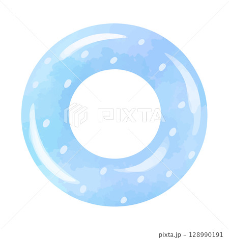 水色の浮き輪の水彩風イラスト 128990191
