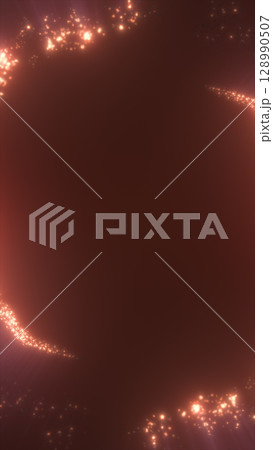 Vibrant glowing DNA spiral with scattered particles and empty space in the center Vibrant glowing DNA spiral with scattered particles and empty space in the center 128990507