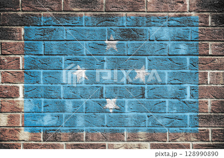 Micronesia flag on old brick wall background Micronesia flag on old brick wall background 128990890