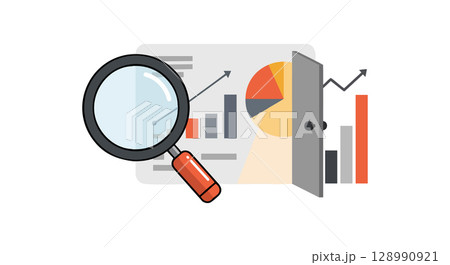 Magnifying Glass Business Data Analysis and...のイラスト素材 [128990921] - PIXTA