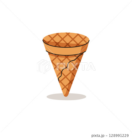 Ice Cream Cone Empty Waffle Pattern Vector Illustration in Light Brown Colors 128991229