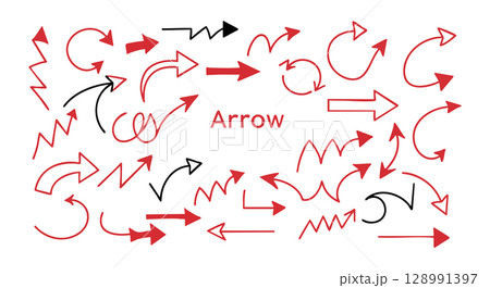 Red and Black Hand Drawn Arrows Vector Set for Graphic Design and Illustration Red and Black Hand Drawn Arrows Vector Set for Graphic Design and Illustration 128991397