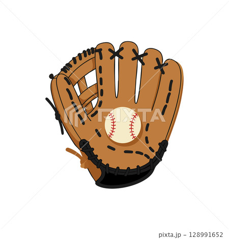 Baseball glove catching ball illustration for sports leisure and hobby activities vector Baseball glove catching ball illustration for sports leisure and hobby activities vector 128991652