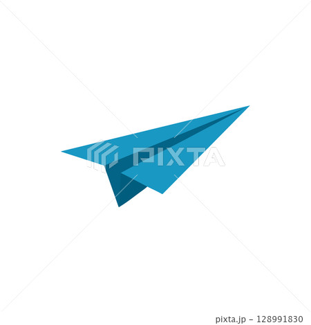 Blue paper airplane vector illustration with simple flat design and clean lines Blue paper airplane vector illustration with simple flat design and clean lines 128991830