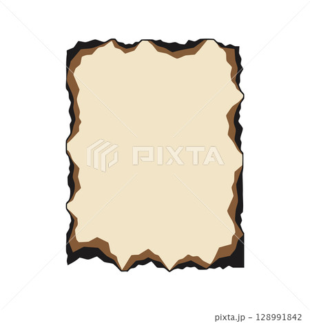Torn Old Paper Vector Illustration with Burned Edges and Vintage Texture Design 128991842