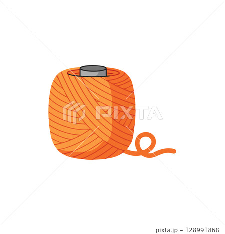 Orange thread spool illustration for sewing crafts and textile projects vector 128991868