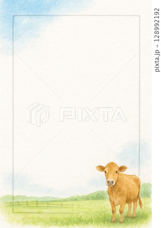 牧場・ジャージー牛 128992192