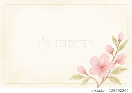 ポストカード　桃の花 128992262