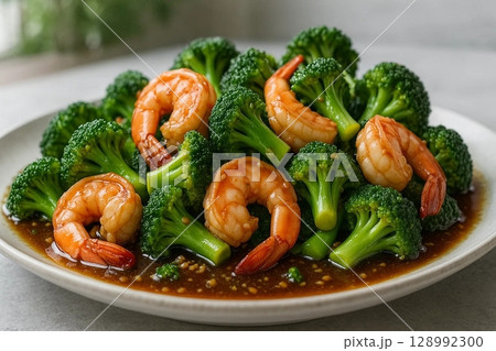 Delicious Shrimp and Broccoli Stir-Fry Dish 128992300