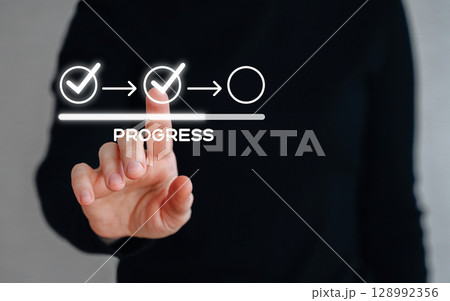 Dynamic visual representing business progress and strategic development through ascending graphs Dynamic visual representing business progress and strategic development through ascending graphs 128992356
