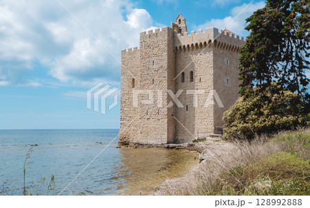 fortified monastery in Ile Saint-Honorat, France fortified monastery in Ile Saint-Honorat, France 128992888