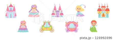 Little Princess Object and Royal Attribute Vector Set 128992896