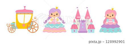 Little Princess Object and Royal Attribute Vector Set 128992901