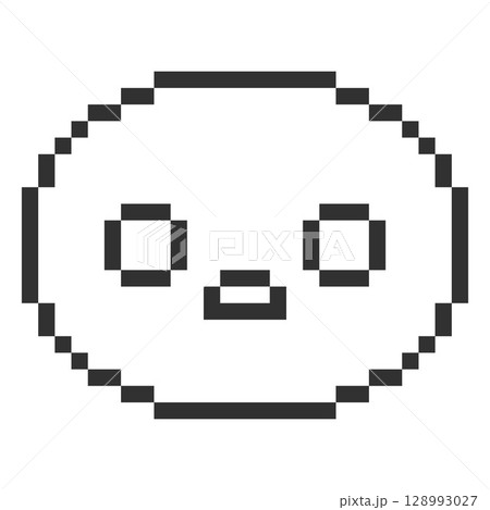 Scared kawaii emoji emoticon vector pixel art, black 8 bit surprised face with fear big eyes, frightened expression 128993027