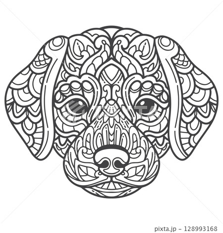 Beagle dog head mandala arts isolated on white background Beagle dog head mandala arts isolated on white background 128993168