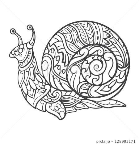 Black and white snail mandala arts isolated on white background 128993171