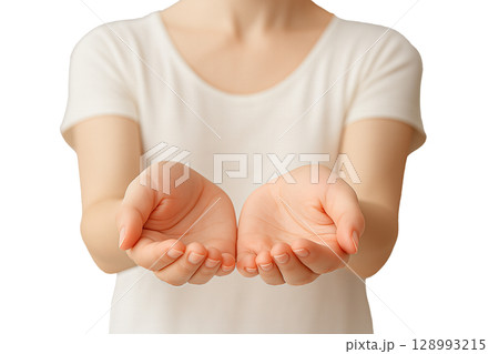 両手を差し出す人、何かを掬い上げる手の素材。 チャリティー,救済,メンタルケア,ヘルスケアなどを想起 両手を差し出す人、何かを掬い上げる手の素材。 チャリティー,救済,メンタルケア,ヘルスケアなどを想起 128993215