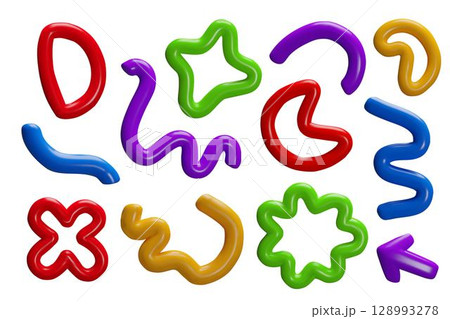 A set of colorful 3D vector swirls, abstract...のイラスト素材 [128993278] - PIXTA