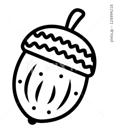Black line acorn, simple monochrome vector icon of oak nut Black line acorn, simple monochrome vector icon of oak nut 128994218