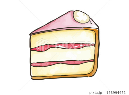 Watercolor vector illustration of a piece of cake. 128994451