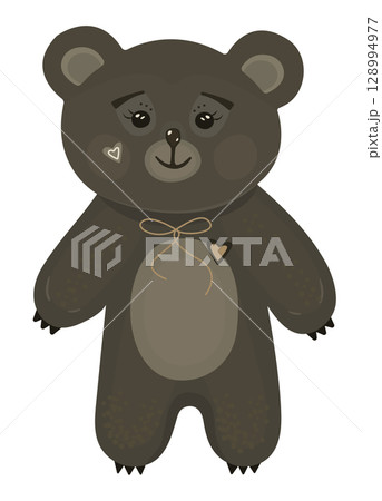 Kawaii brown bear shirt print, cute preppy illustration 128994977