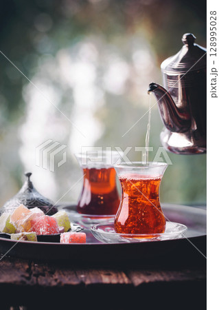 Cup of traditional turkish tea 128995028