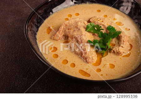 Satsivi, chicken in walnut sauce Baghe , cold dish, Georgian cuisine, homemade, no people, Satsivi, chicken in walnut sauce Baghe , cold dish, Georgian cuisine, homemade, no people, 128995336
