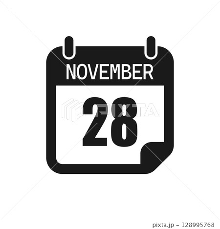 Vector icon page day calendar - 28 November month 128995768