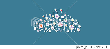 Abstract cloud concept technology background and network security solution Abstract cloud concept technology background and network security solution 128995781