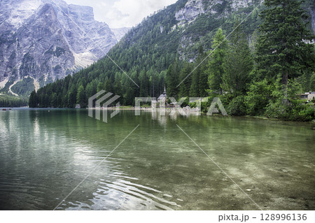 The iconic Lake Braies, Dolomites, South Tyrol, Italy The iconic Lake Braies, Dolomites, South Tyrol, Italy 128996136
