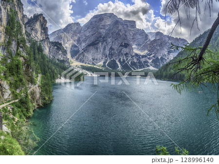 The iconic Lake Braies, Dolomites, South Tyrol, Italy The iconic Lake Braies, Dolomites, South Tyrol, Italy 128996140