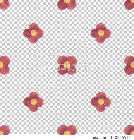 Abstract cute red mini flowers seamless pattern. Watercolor ornament isolated illustration from background. Girly concept, children's style for textile, stationery, packaging, interior decoration Abstract cute red mini flowers seamless pattern. Watercolor ornament isolated illustration from background. Girly concept, children's style for textile, stationery, packaging, interior decoration 128996516