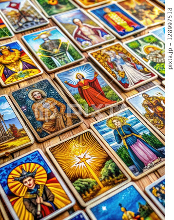 Table Covered With Various Cards. Generative AI 128997518