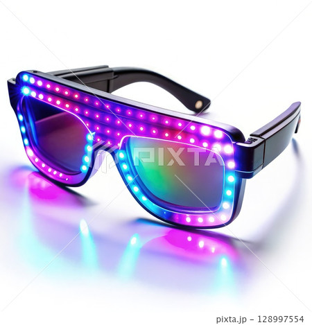 Futuristic LED-Lit Sunglasses With Lights. Generative AI 128997554