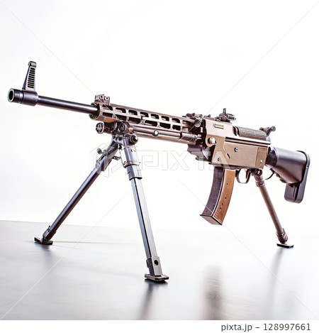 Rifle Resting on Table. Generative AI 128997661