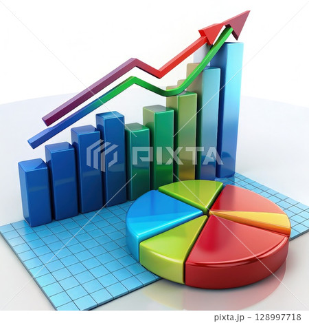 Vibrant 3D Colorful Pie Chart. Generative AI 128997718