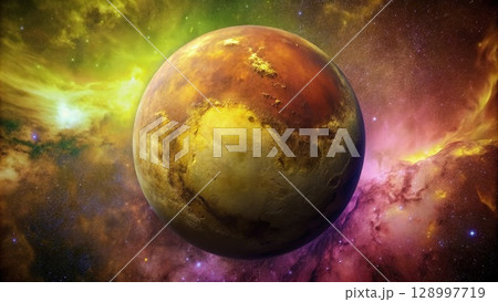 Mars Planet in Outer Space. Generative AI 128997719