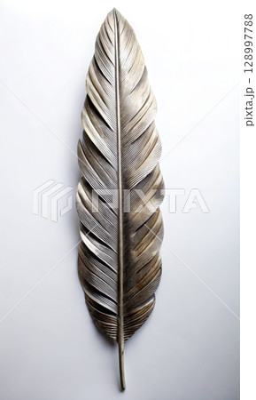 Metal Leaf Hanging on Wall. Generative AI 128997788