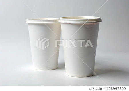Two White Coffee Cups on Barz Art Scale X. Generative AI Two White Coffee Cups on Barz Art Scale X. Generative AI 128997899