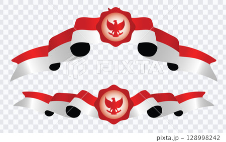 Indonesia Waving Flag with Pancasila National Symbols. Vector illustration. Indonesia Waving Flag with Pancasila National Symbols. Vector illustration. 128998242