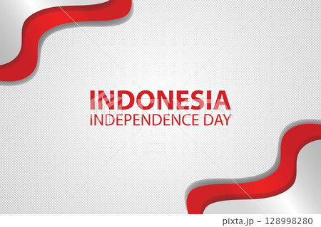 Indonesia Independence Day.Indonesian flags and silhouette indonesian map with halftones on white background 128998280