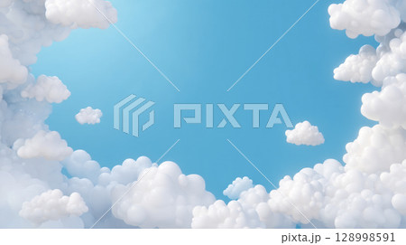 3Dレンダリングで表現した雲と青空 128998591