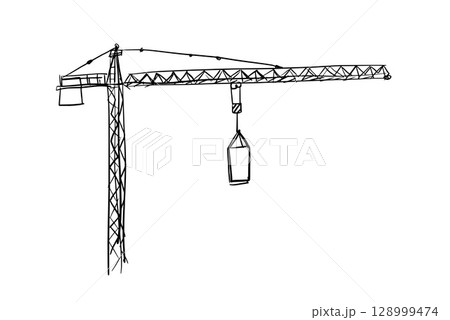 Building crane sketch Building crane sketch 128999474