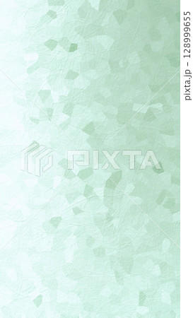 くすみ薄緑色の和モダン背景テクスチャー　日本的な和紙風ザラザラ質感のある壁紙素材 128999655