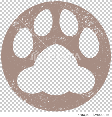 爪子印章，圓形，鏤空，米色 129000076