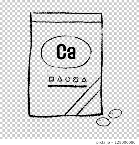 Calcium supplement bag line drawing 129000080