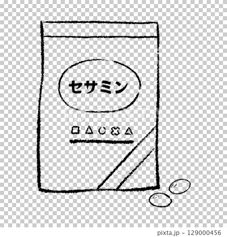 芝麻素補充劑袋線描圖 芝麻素補充劑袋線描圖 129000456