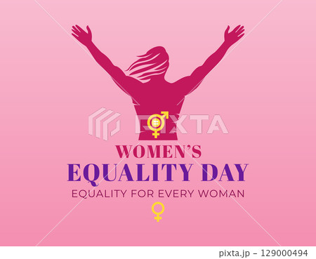 joyful woman silhouette celebrating equality day joyful woman silhouette celebrating equality day 129000494