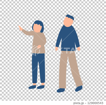 秋を過ごす夫婦のイラスト 129000543